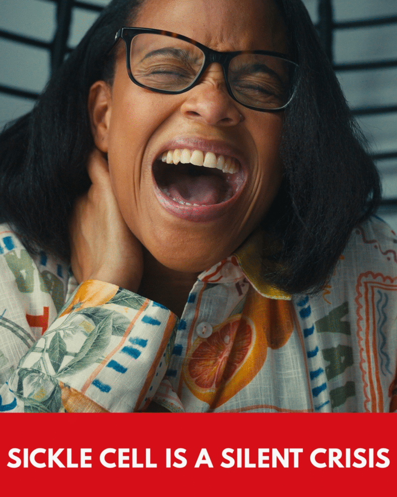 A lady screaming to the camera