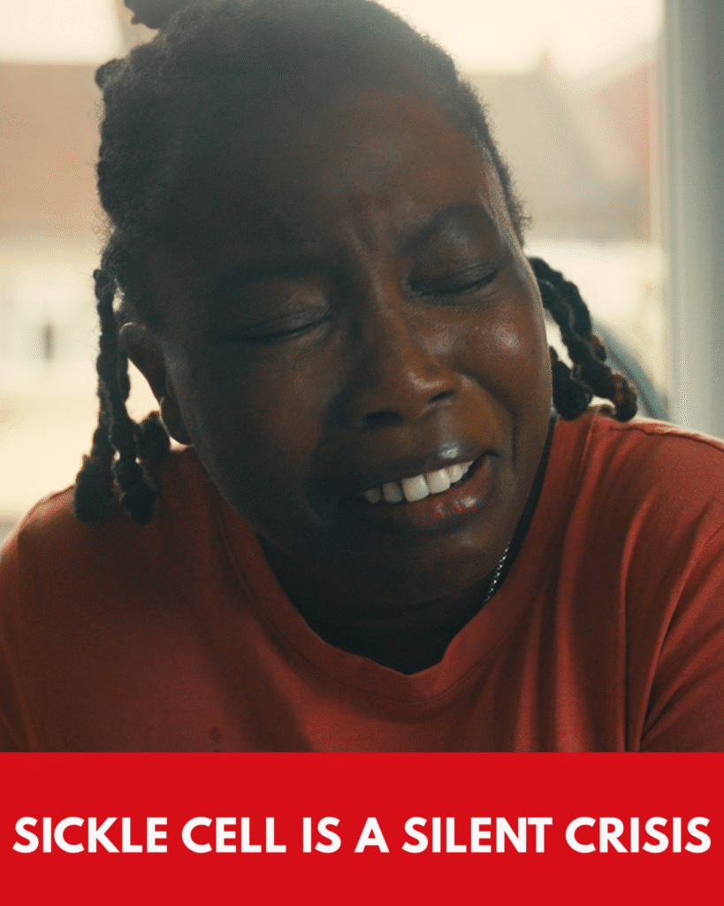 Sickle cell warrior Tuke crying in pain